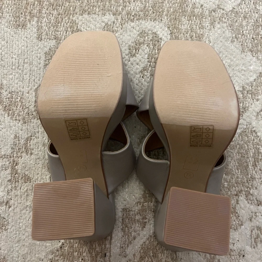 ShuShop Platform Mule Sandals in Light Taupe